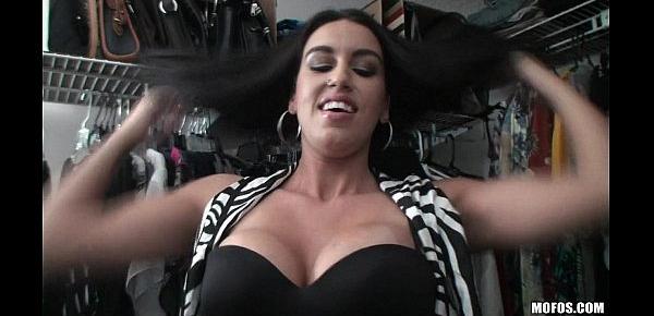  Big-tit brunette Megan Jones inserts objects into her wet pussy